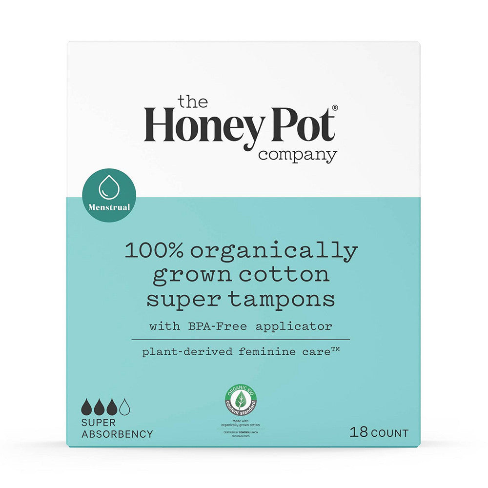 The Honey Pot Company Organic Cotton Super Tampons, 18 Ea